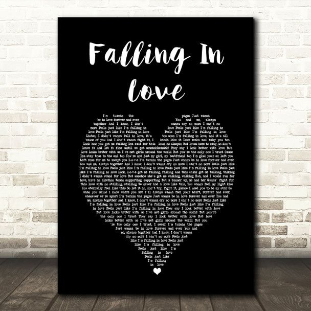 Jessica Lowndes Falling In Love Black Heart Song Lyric Wall Art Print