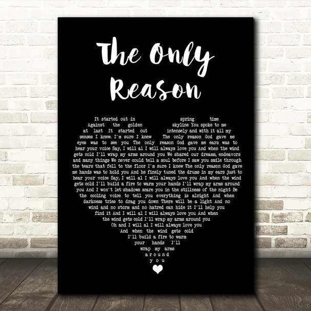 JP Cooper The Only Reason Black Heart Song Lyric Wall Art Print