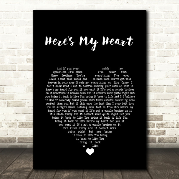 SayWeCanFly Here's My Heart Black Heart Song Lyric Wall Art Print