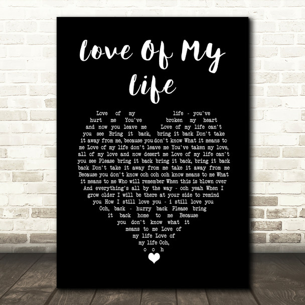 Scorpions Love Of My Life Black Heart Song Lyric Wall Art Print