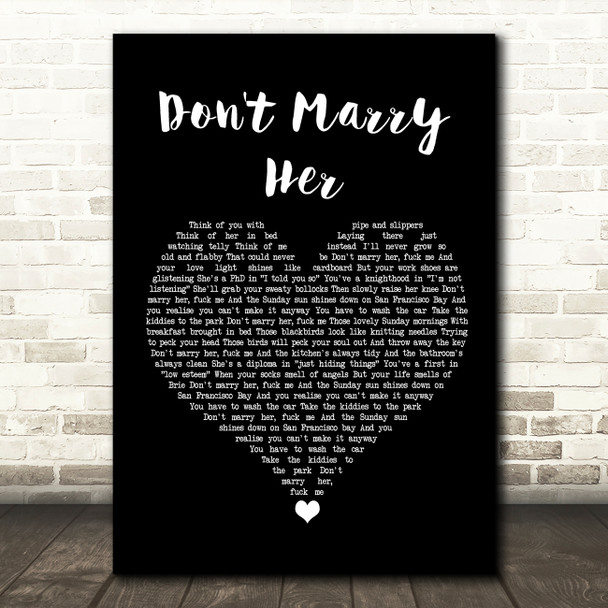 The Beautiful South Don't Marry Her Black Heart Song Lyric Wall Art Print