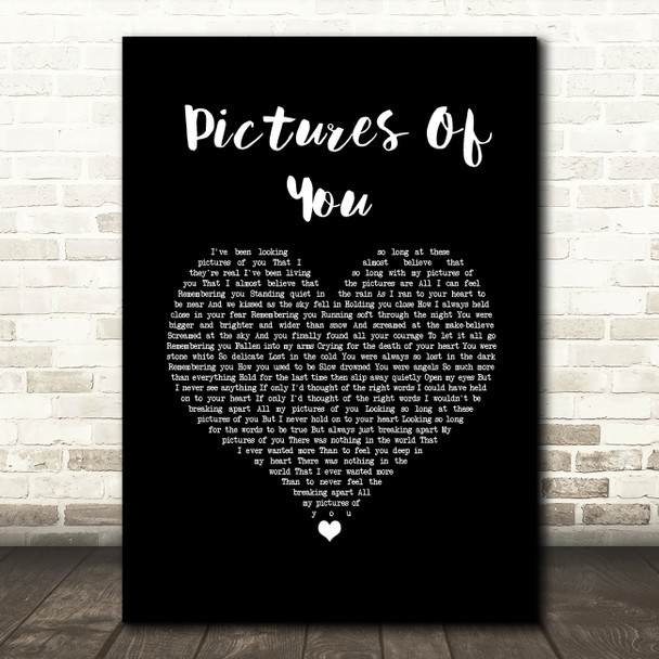 The Cure Pictures Of You Black Heart Song Lyric Wall Art Print
