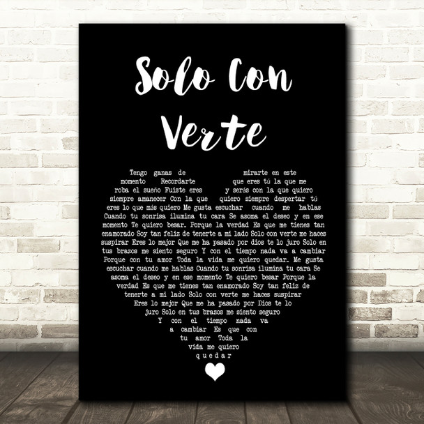 Banda MS Solo Con Verte Black Heart Song Lyric Wall Art Print