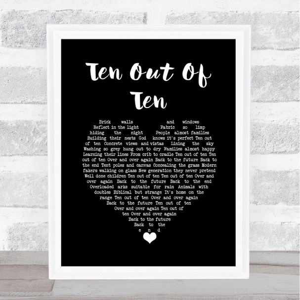 Bros Ten Out Of Ten Black Heart Song Lyric Wall Art Print