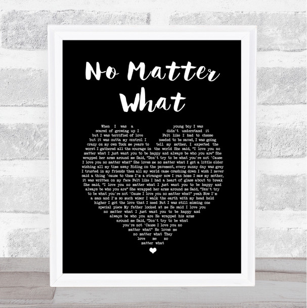 Calum Scott No Matter What Black Heart Song Lyric Wall Art Print