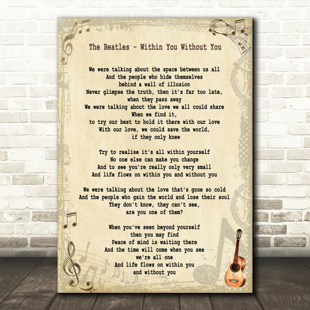 The Beatles Within You Without You Song Lyric Quote Print