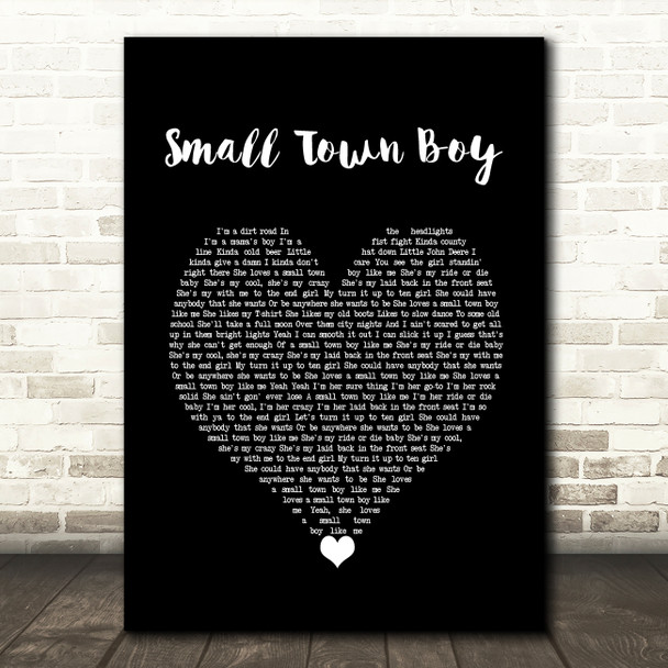 Dustin Lynch Small Town Boy Black Heart Song Lyric Wall Art Print