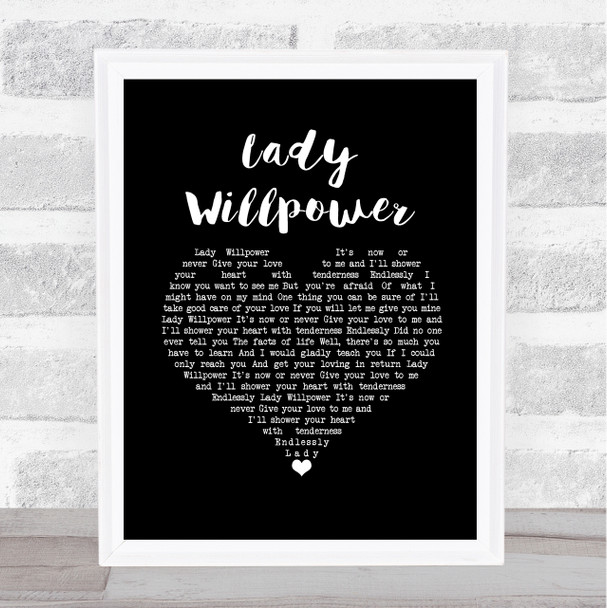 Gary Puckett & The Union Gap Lady Willpower Black Heart Song Lyric Wall Art Print