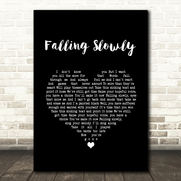 Glen Hansard, Marketa Irglova Falling Slowly Black Heart Song Lyric Wall Art Print