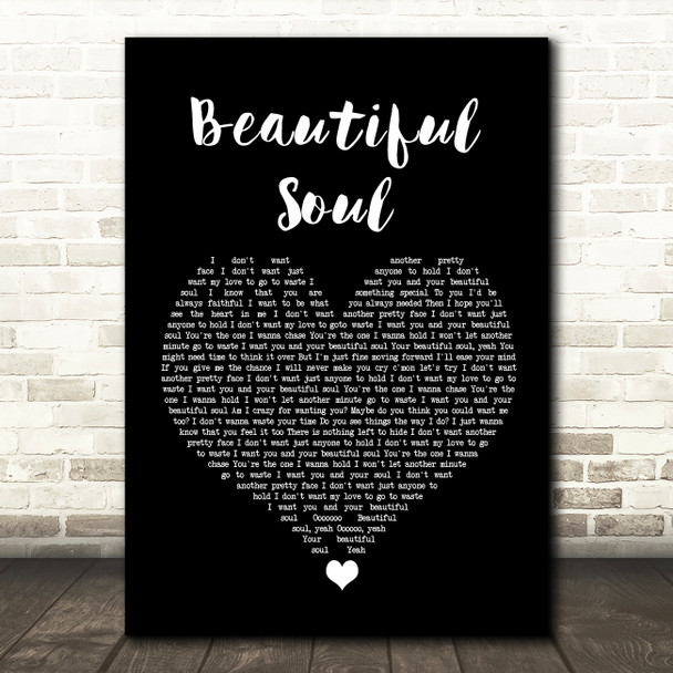 Jesse McCartney Beautiful Soul Black Heart Song Lyric Wall Art Print