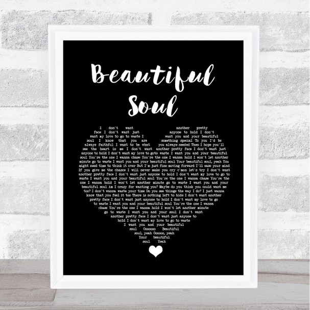 Jesse McCartney Beautiful Soul Black Heart Song Lyric Wall Art Print