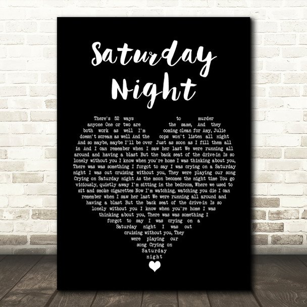 Misfits Saturday Night Black Heart Song Lyric Wall Art Print