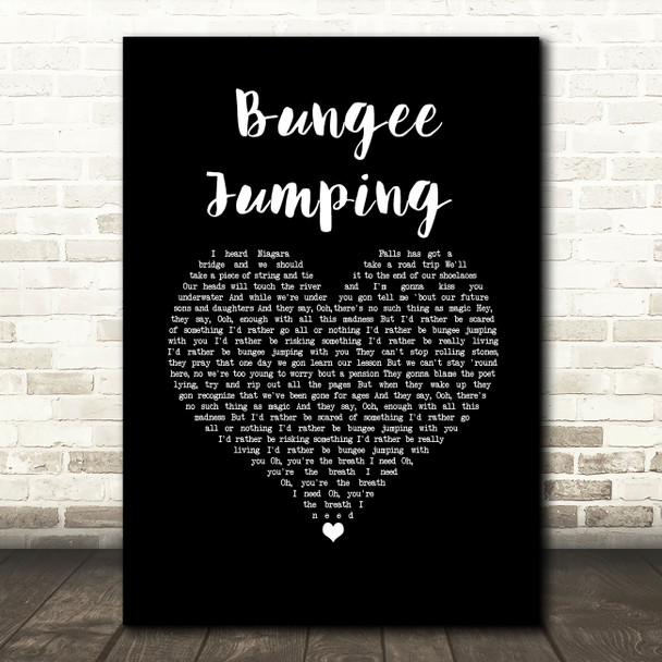 Naughty Boy Bungee Jumping Black Heart Song Lyric Wall Art Print