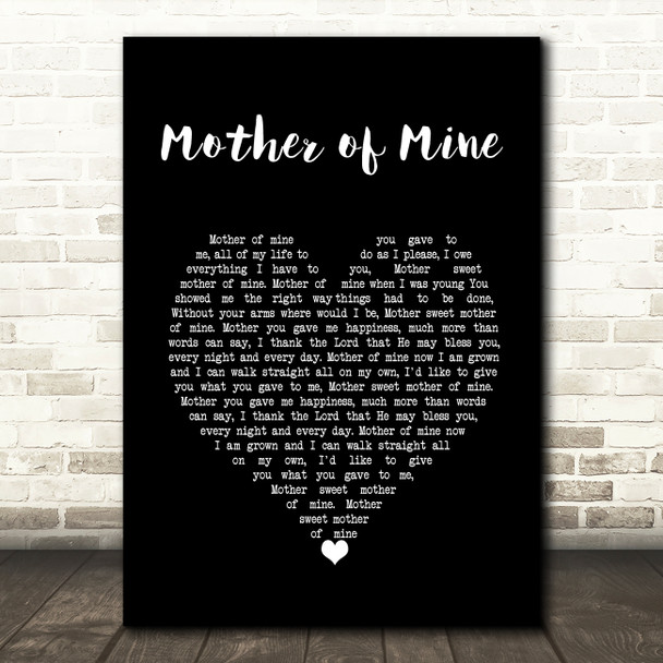 Neil Reid Mother of Mine Black Heart Song Lyric Wall Art Print