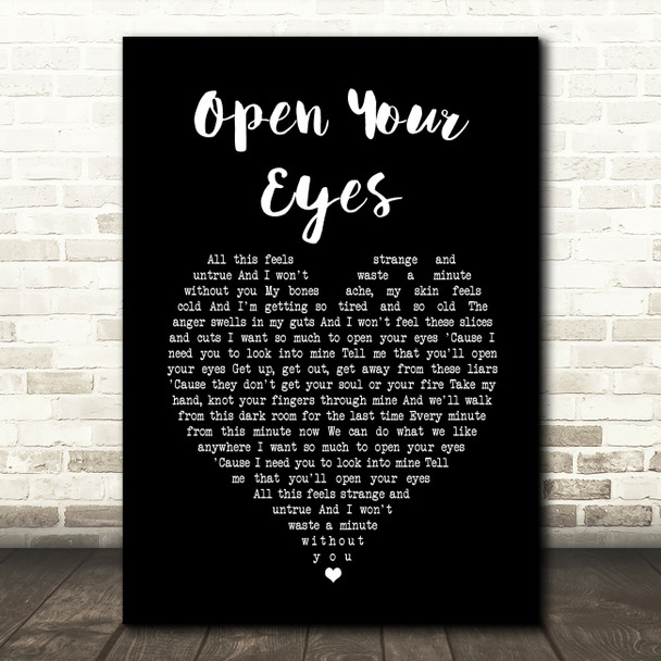 Snow Patrol Open Your Eyes Black Heart Song Lyric Wall Art Print