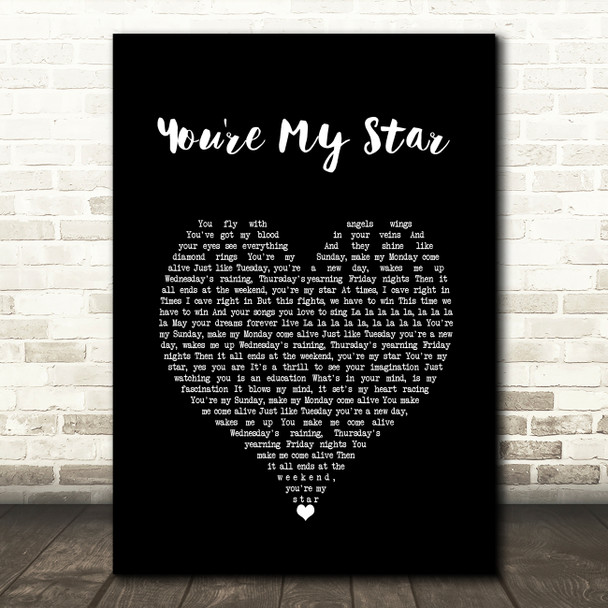 Stereophonics You're My Star Black Heart Song Lyric Wall Art Print