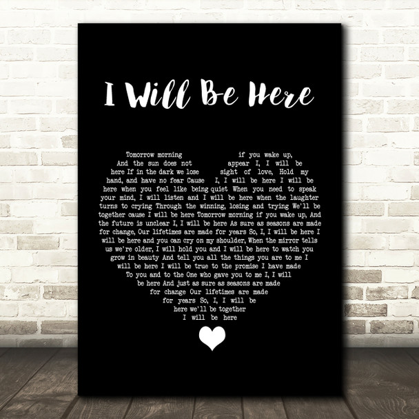 Steven Curtis Chapman I Will Be Here Black Heart Song Lyric Wall Art Print