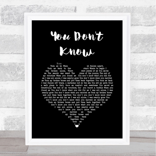 Will Young You Don't Know Black Heart Song Lyric Wall Art Print