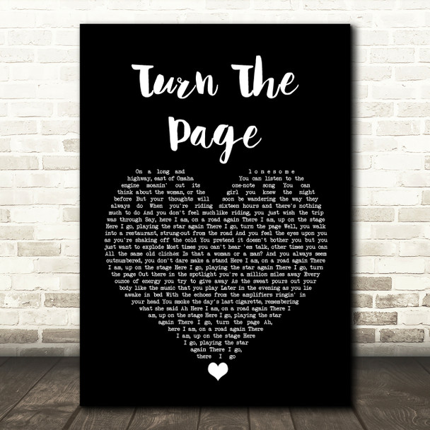 Bob Seger Turn The Page Black Heart Song Lyric Wall Art Print