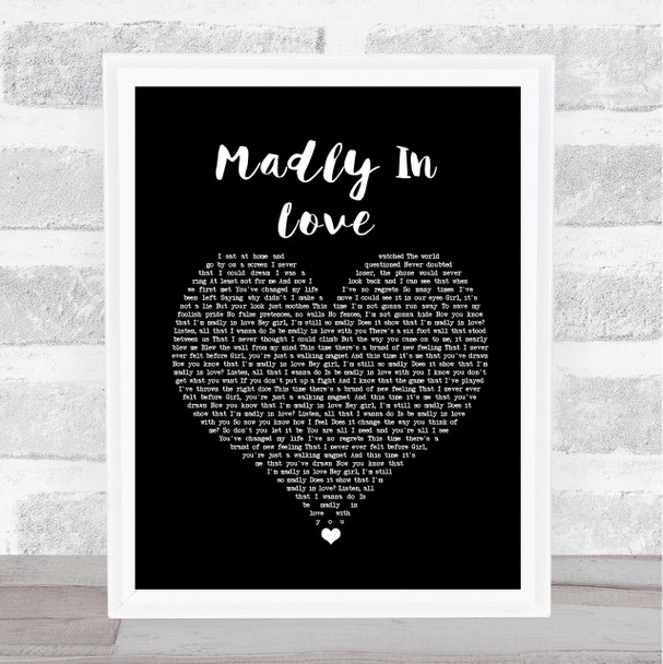 Bros Madly In Love Black Heart Song Lyric Wall Art Print