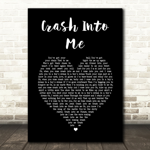 Dave Matthews Band Crash Into Me Black Heart Song Lyric Wall Art Print