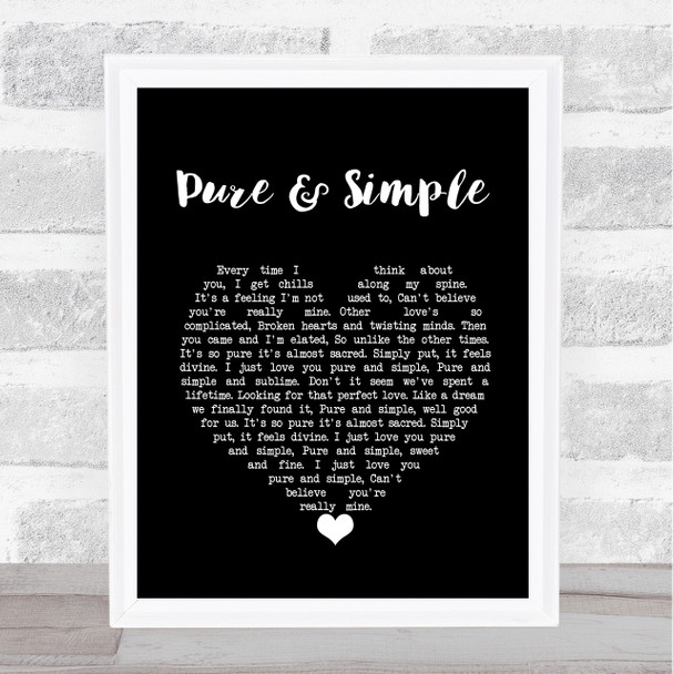 Dolly Parton Pure & Simple Black Heart Song Lyric Wall Art Print
