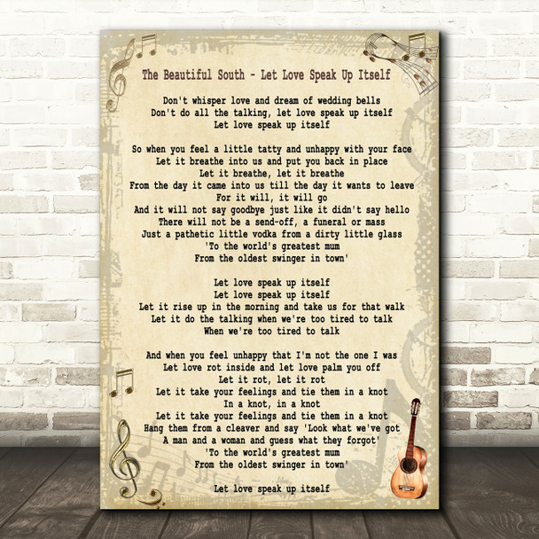 The Beautiful South Let Love Speak Up Itself Song Lyric Quote Print