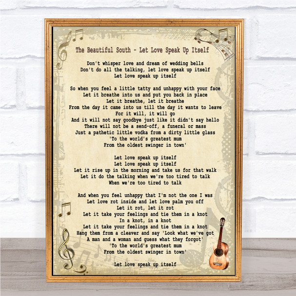 The Beautiful South Let Love Speak Up Itself Song Lyric Quote Print