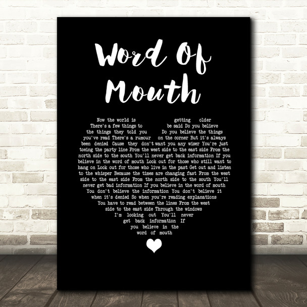 Mike + The Mechanics Word Of Mouth Black Heart Song Lyric Wall Art Print