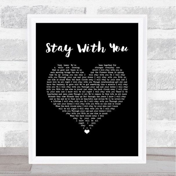 Tarrus Riley Stay With You Black Heart Song Lyric Wall Art Print