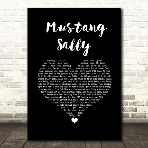 The Commitments Mustang Sally Black Heart Song Lyric Wall Art Print