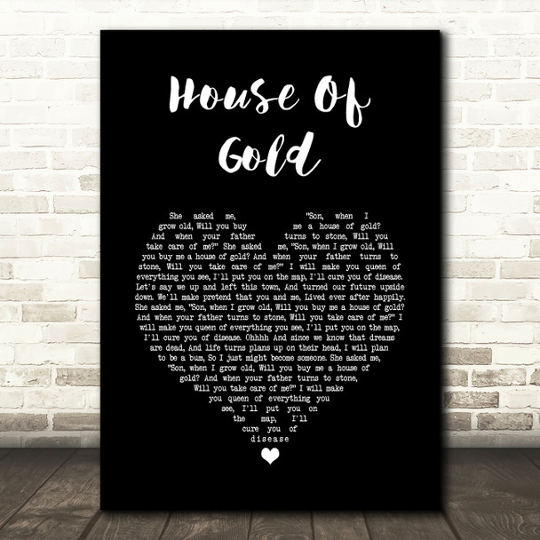 Twenty One Pilots House Of Gold Black Heart Song Lyric Wall Art Print