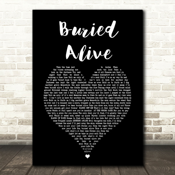 Avenged Sevenfold Buried Alive Black Heart Song Lyric Wall Art Print