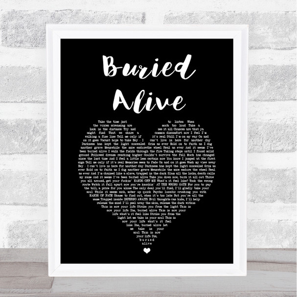 Avenged Sevenfold Buried Alive Black Heart Song Lyric Wall Art Print