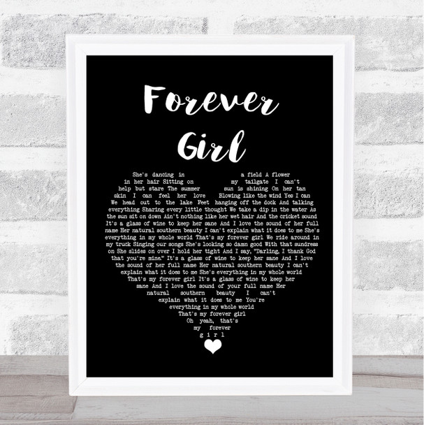 Jon Langston Forever Girl Black Heart Song Lyric Wall Art Print