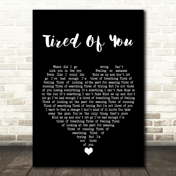 The Exies Tired Of You Black Heart Song Lyric Wall Art Print