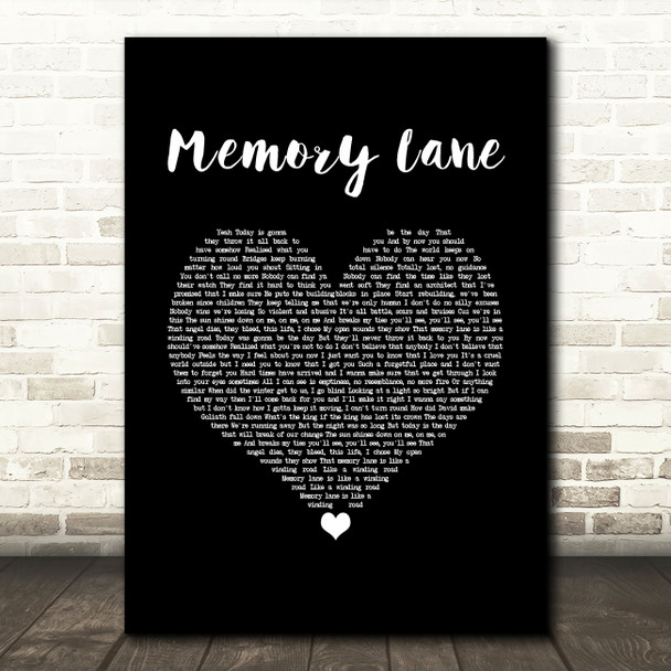 Bugzy Malone Memory Lane Black Heart Song Lyric Wall Art Print