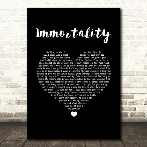 Celine Dion Immortality Black Heart Song Lyric Wall Art Print