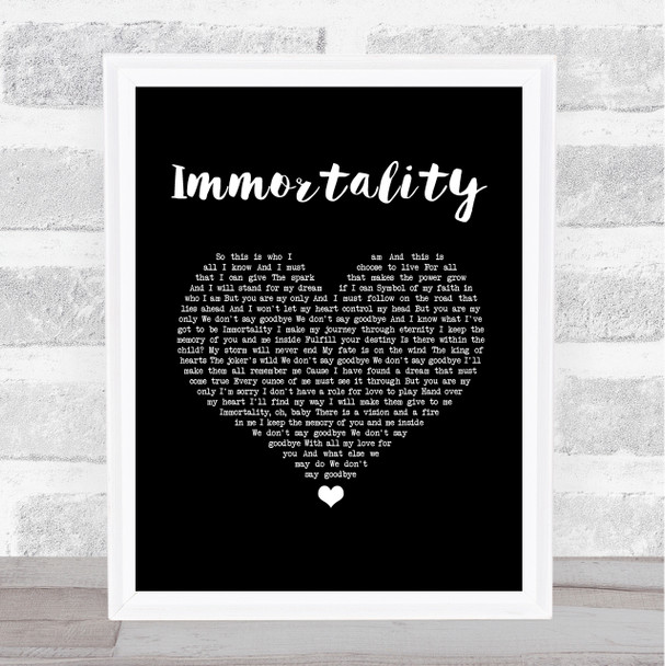 Celine Dion Immortality Black Heart Song Lyric Wall Art Print