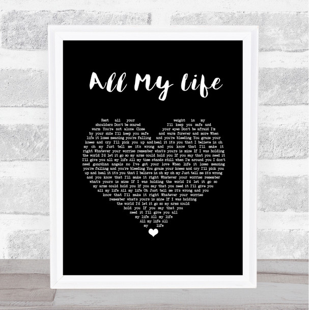 Charlotte All My Life Black Heart Song Lyric Wall Art Print