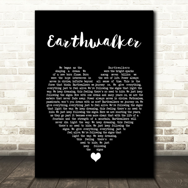 In Hearts Wake Earthwalker Black Heart Song Lyric Wall Art Print