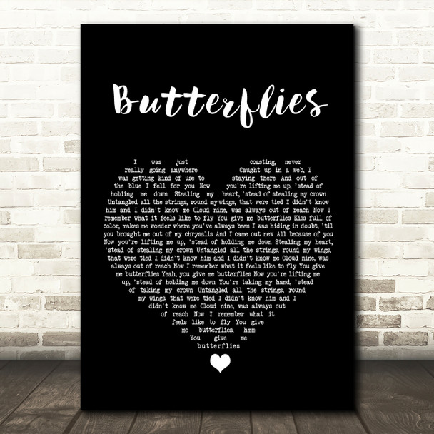 Kacey Musgraves Butterflies Black Heart Song Lyric Wall Art Print