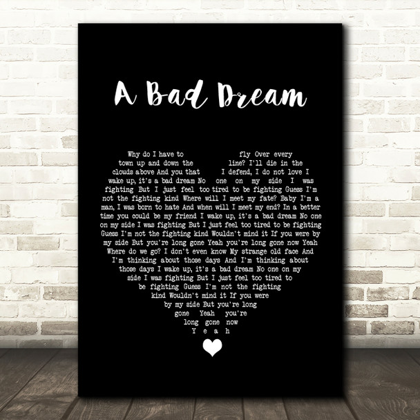 Keane A Bad Dream Black Heart Song Lyric Wall Art Print