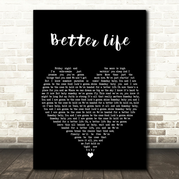 Keith Urban Better Life Black Heart Song Lyric Wall Art Print