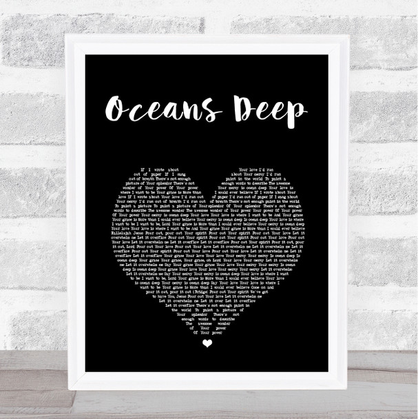 Shara McKee Oceans Deep Black Heart Song Lyric Wall Art Print