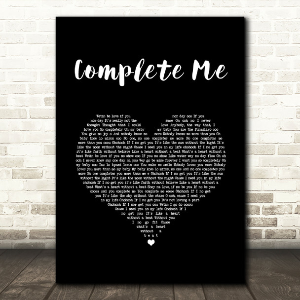 Simi Complete Me Black Heart Song Lyric Wall Art Print