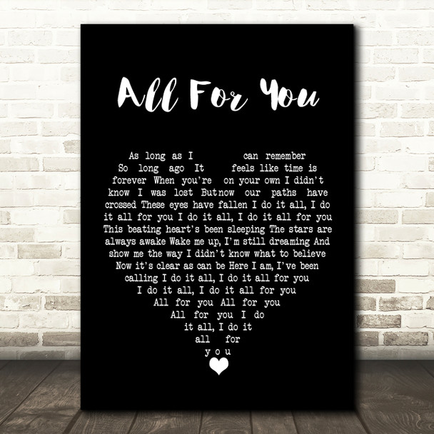 Stick Figure All For You Black Heart Song Lyric Wall Art Print