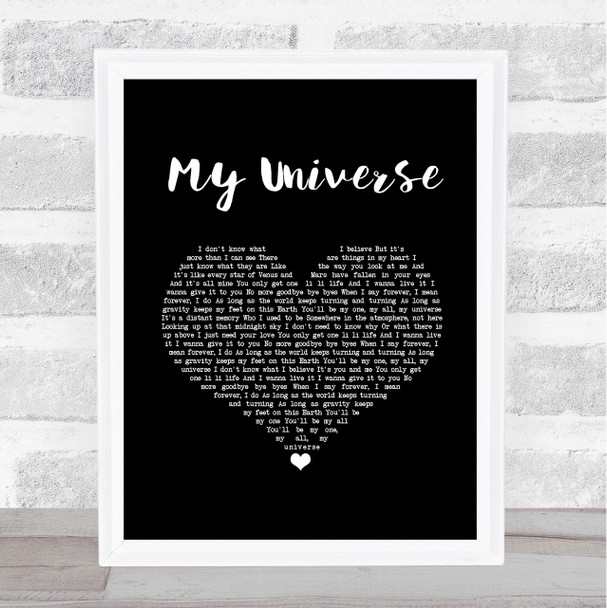 The Shires My Universe Black Heart Song Lyric Wall Art Print