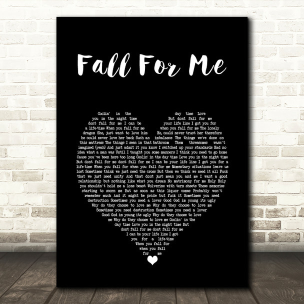 Tommy Swisher Fall For Me Black Heart Song Lyric Wall Art Print