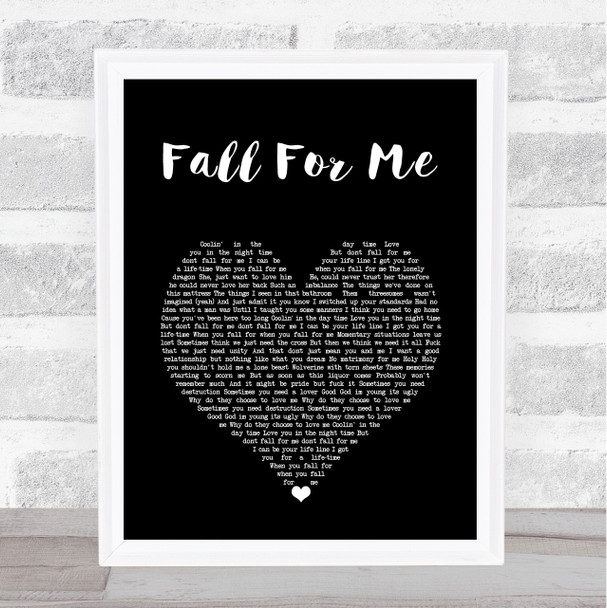 Tommy Swisher Fall For Me Black Heart Song Lyric Wall Art Print